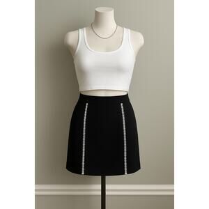 NWT Topshop Black Mini Skirt With White Trim Size 12 College OOTD Summer Fall